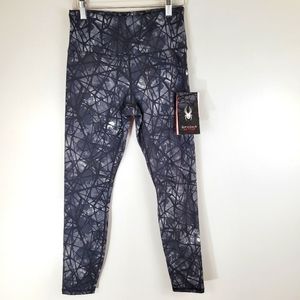 SPYDER Active grey printed high rise moisture wicking compression workout tights